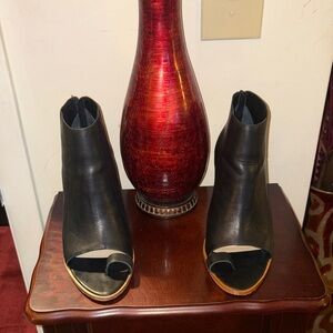 Elegant Black Leather Peep-Toe Loeffler Randall Ankle Boots